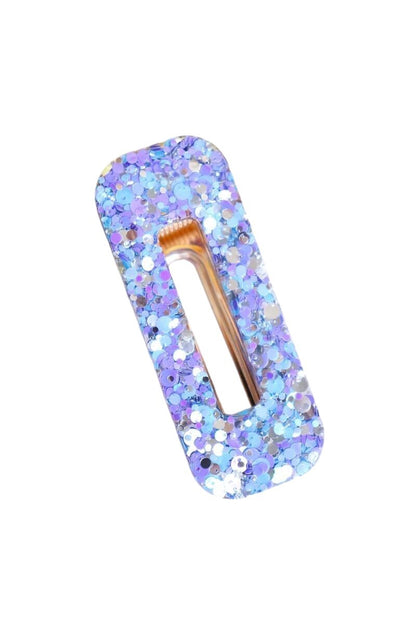 Barrette rectangle | Paillettes joie violette