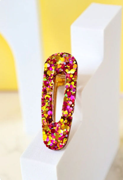 Barrette triangle | Paillettes joie rouge