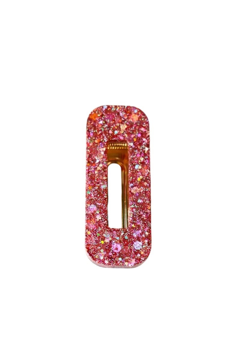 Barrette rectangle | Paillettes peach gold