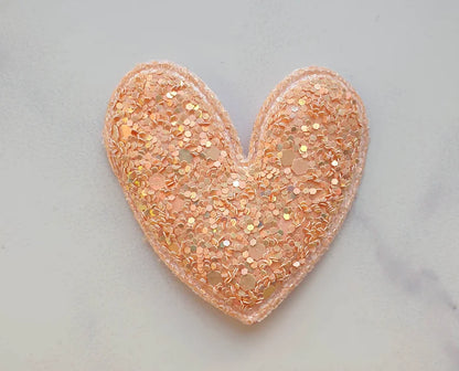 Broche coeur | Paillettes rose