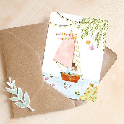 Carte postale | Bateau de mariage