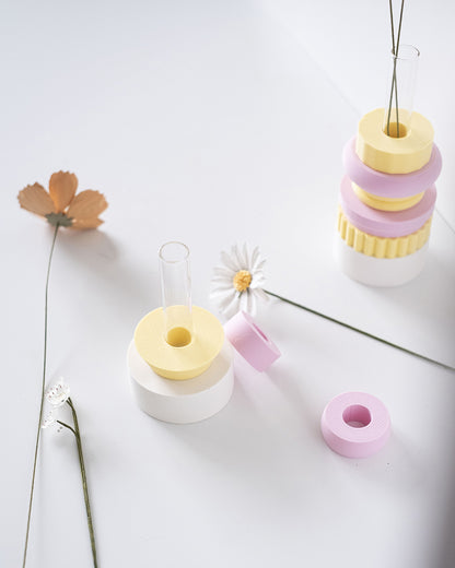 Duo de vases Totem | Rose & mimosa