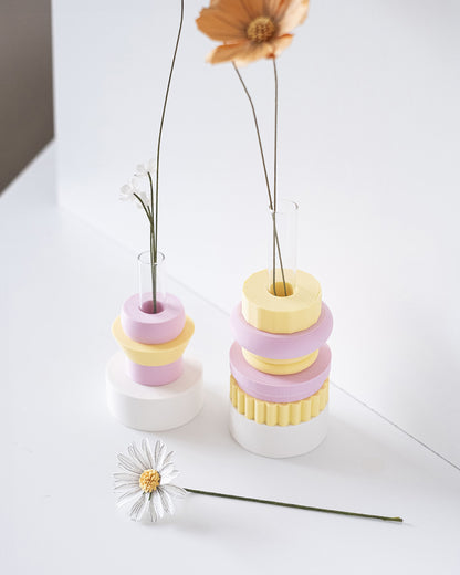 Duo de vases Totem | Rose & mimosa