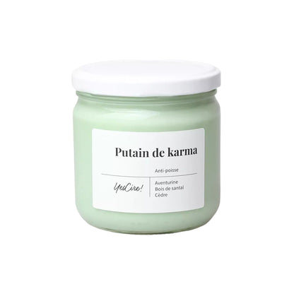 Bougie lithothérapie | Putain de karma | Aventurine "anti-poisse"