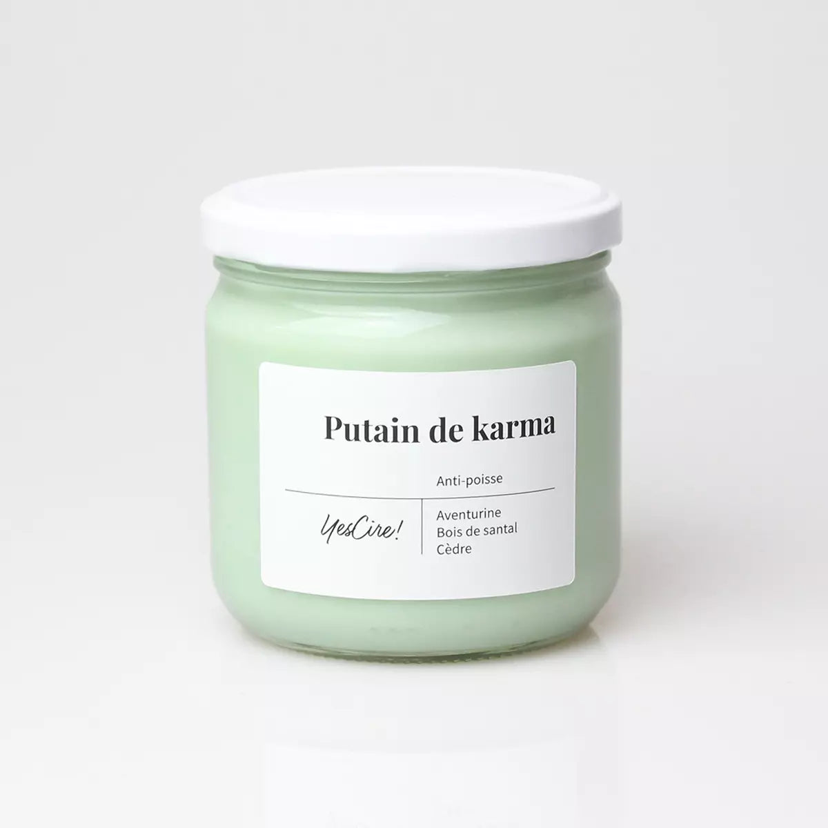 Bougie lithothérapie | Putain de karma | Aventurine "anti-poisse"