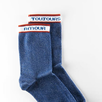 Chaussettes à paillettes | Amour Toujours en bleu